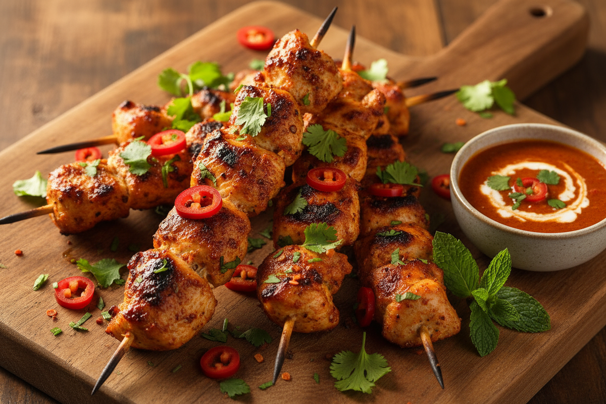 brochette de poulet piquant